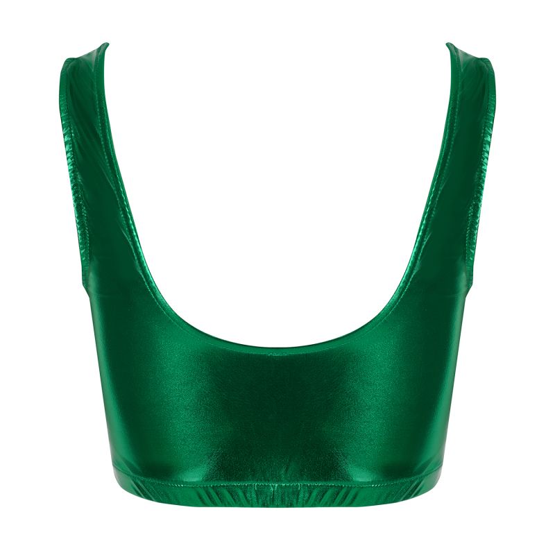 Margate Crop Top In Metallic Green image