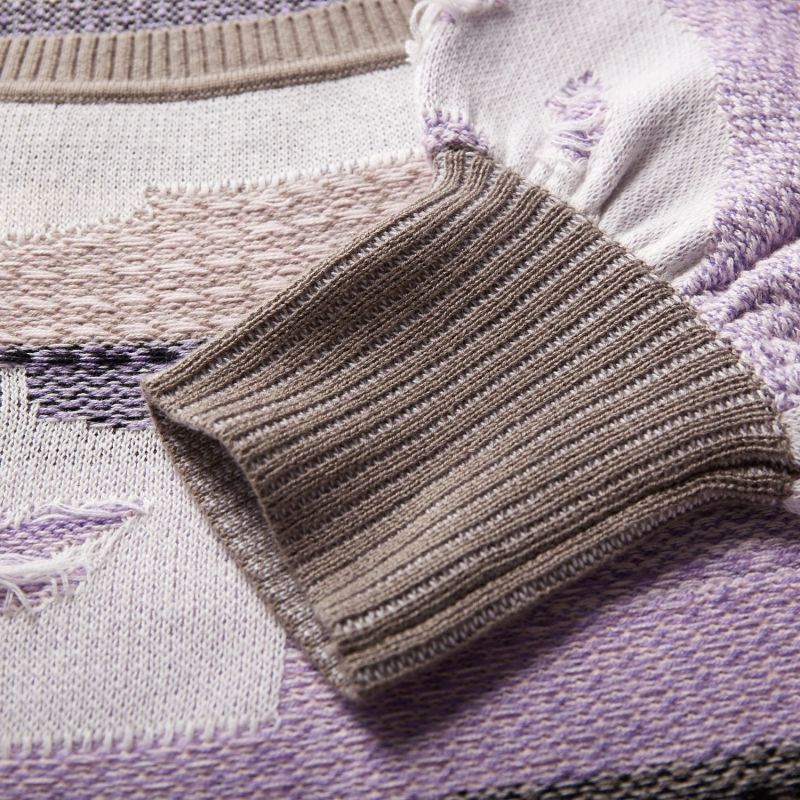 Fully Fashioning Margo Inlay Knit Jumper Sweater - Purple Multi | Fully ...