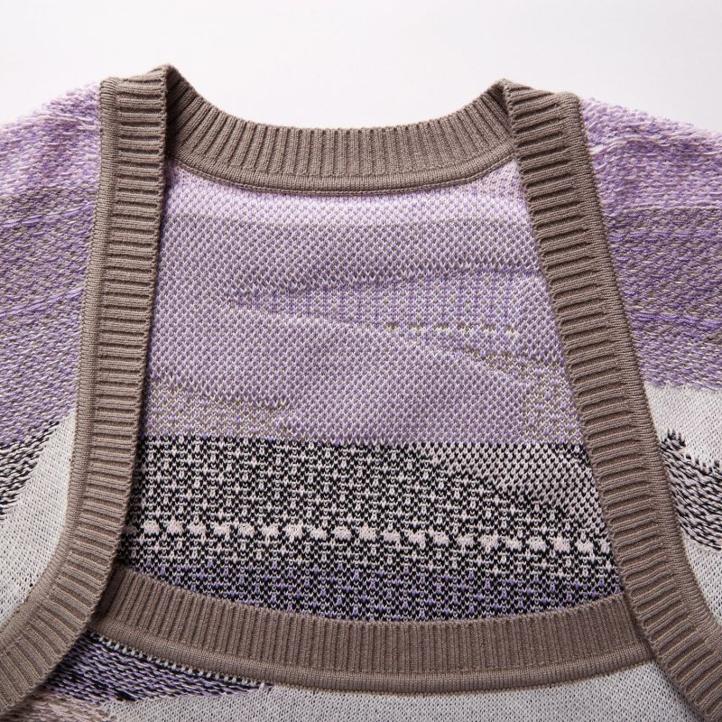 Fully Fashioning Margo Inlay Knit Jumper Sweater - Purple Multi | Fully ...