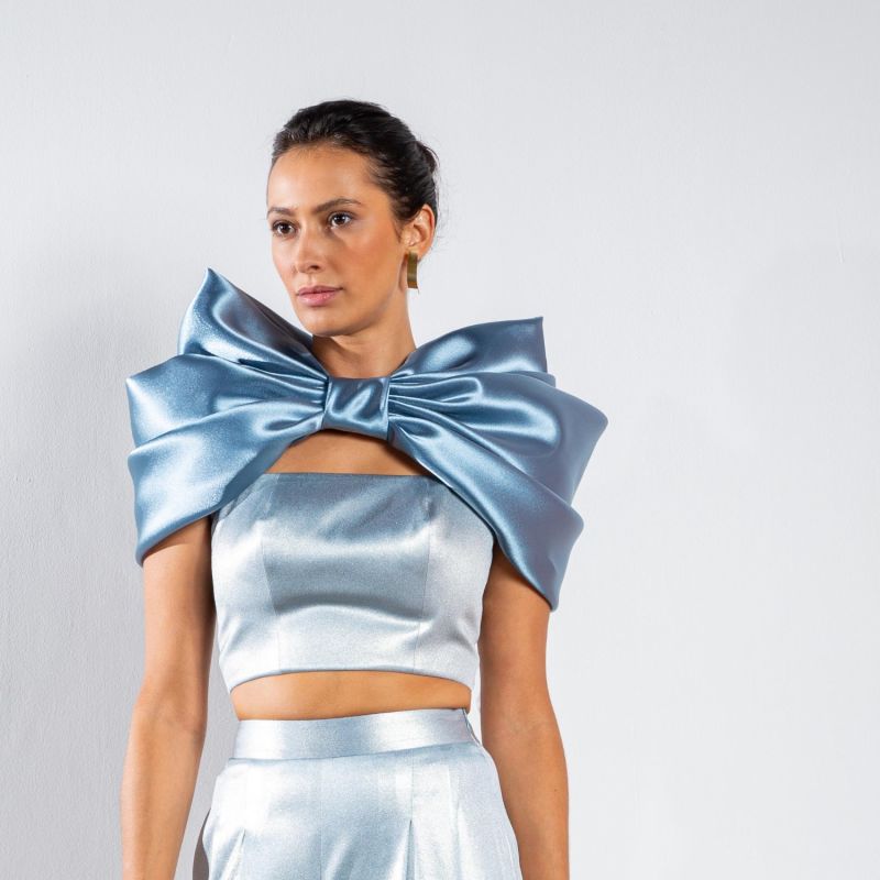 Margot Oversized Bow Collar - Blue image