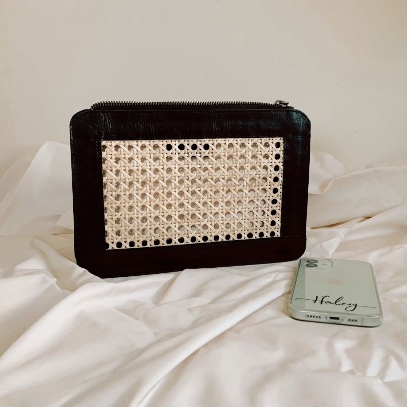 Mariah Night Out Rattan Clutch - Black image