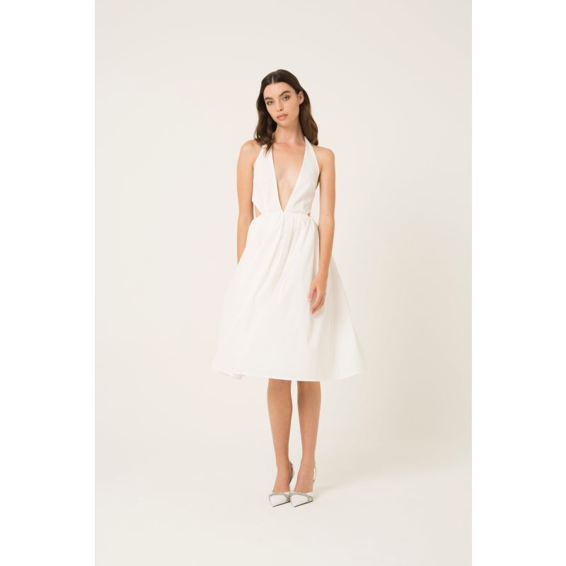 Marilyn White Cotton Halter Neck Dress | AMY LYNN | Wolf & Badger