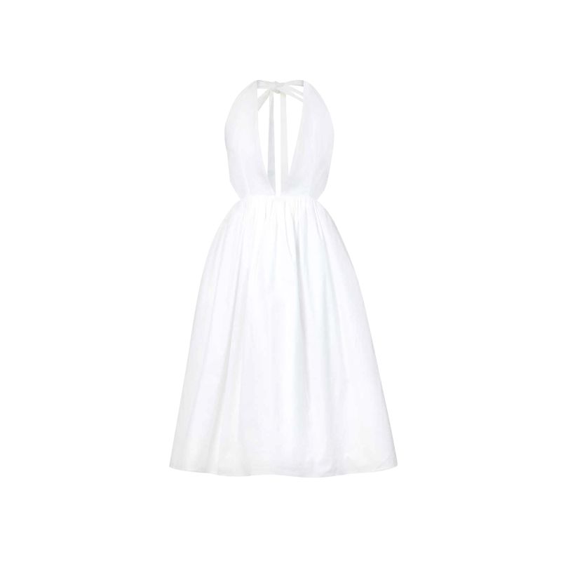 Marilyn White Cotton Halter Neck Dress AMY LYNN Wolf & Badger