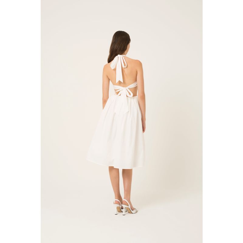 Marilyn White Cotton Halter Neck Dress | AMY LYNN | Wolf & Badger