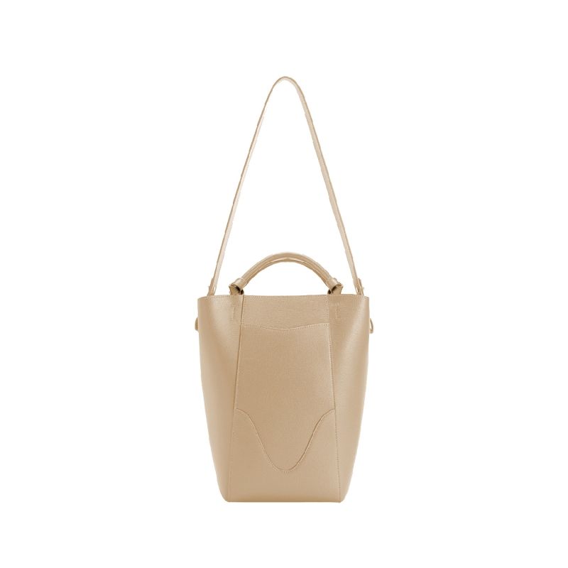 Marina Leather Bucket Bag Champagne | Beige Bucket Bag image