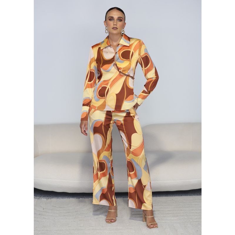 Retro Print Pants Suit - Marisa image