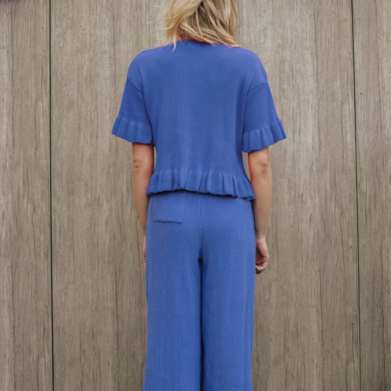 Marlow Ruffle Co-Ord Short Sleeve Cardigan - Blue image