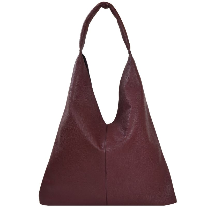 Maroon Boho Leather Triangular Shoulder Bag image