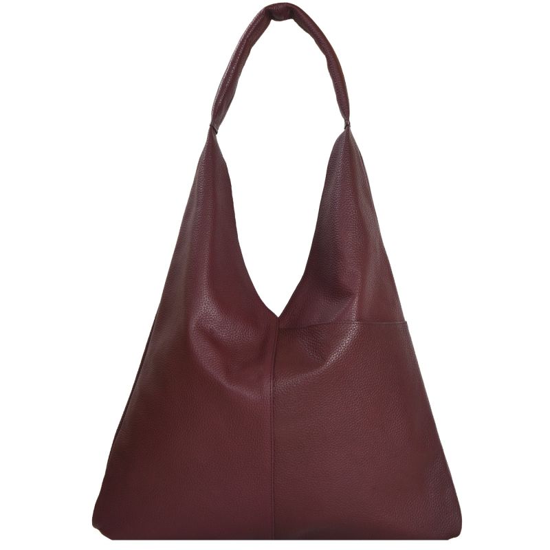 Maroon Boho Leather Triangular Shoulder Bag image