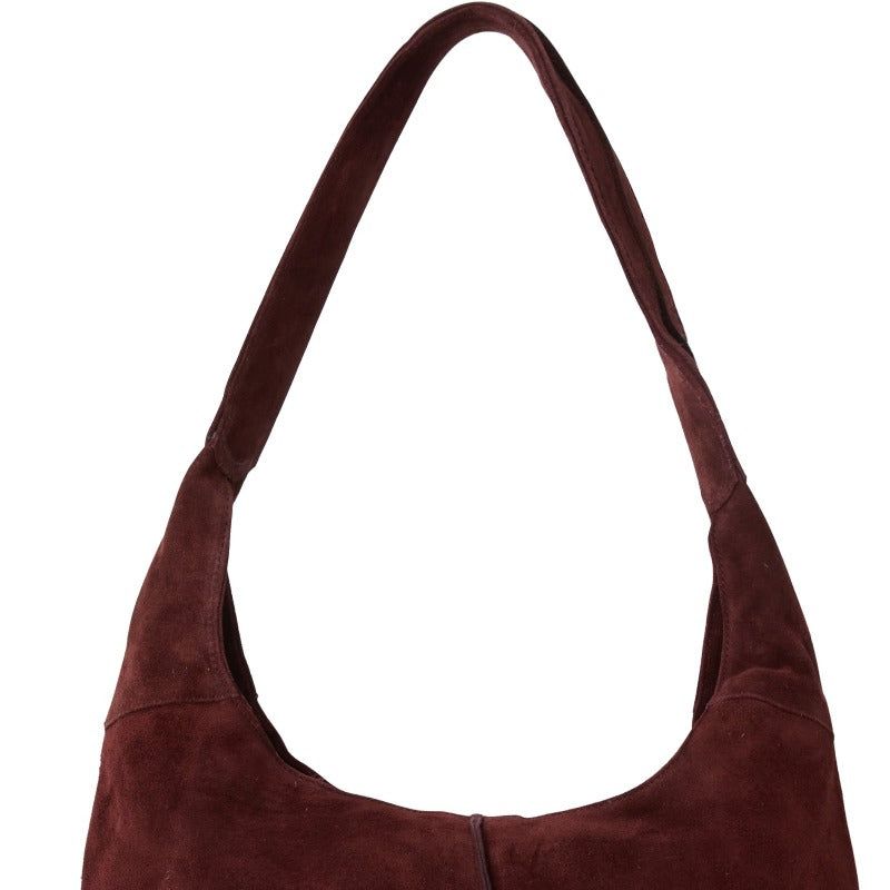Suede hobo shoulder bag top
