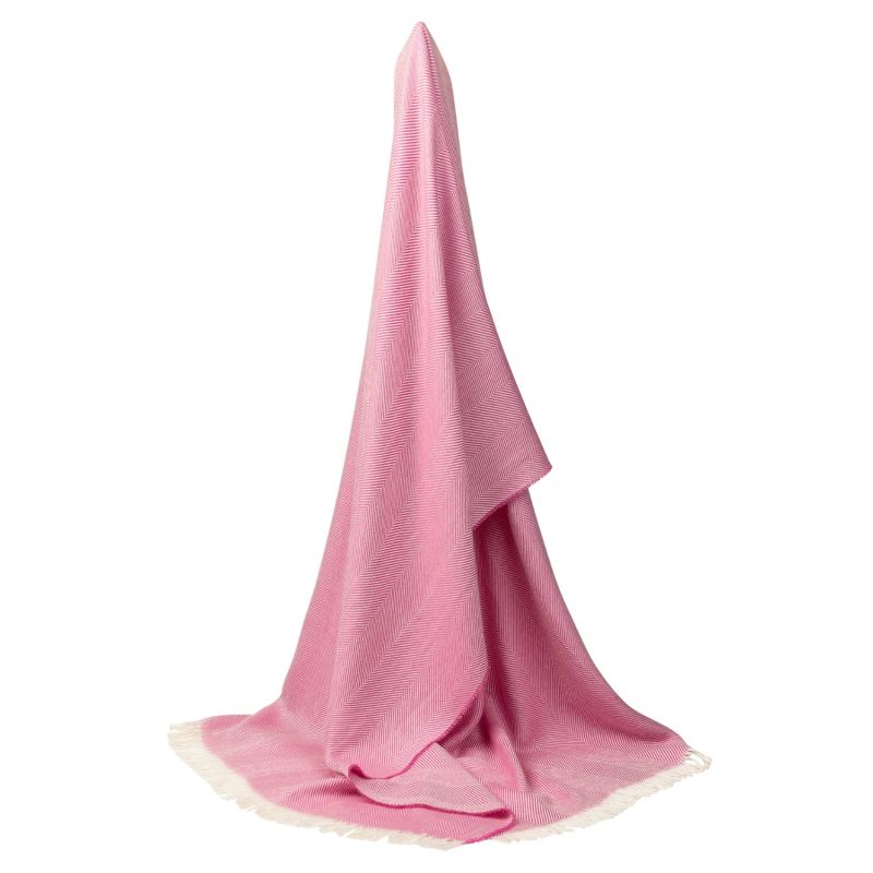 Marquee Lipstick Pink Herringbone Cashmere & Silk Stole image