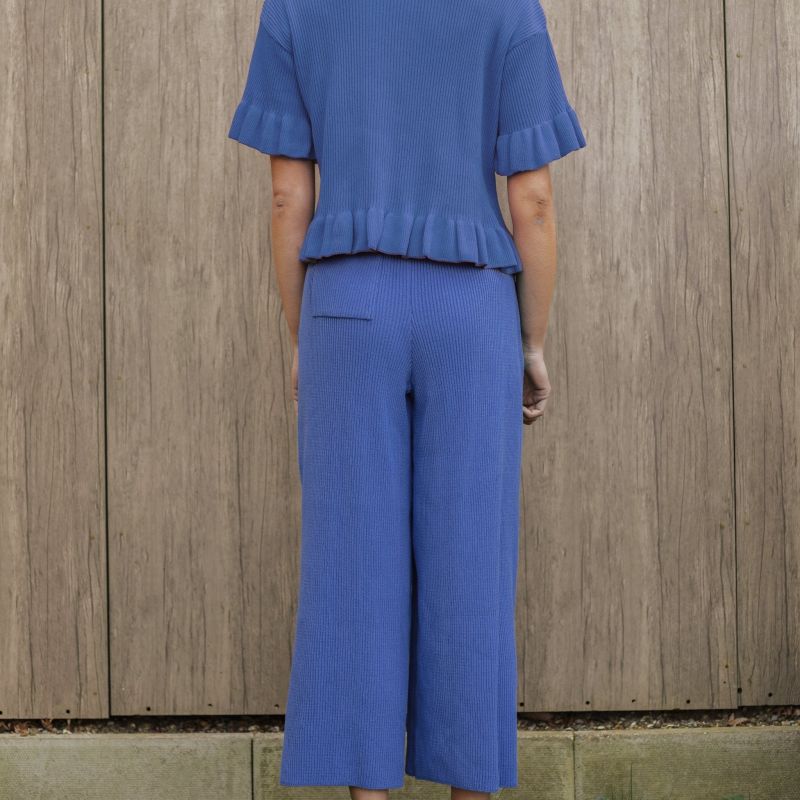 Martha Wide Leg Co Ord Knitted Trousers - Blue image