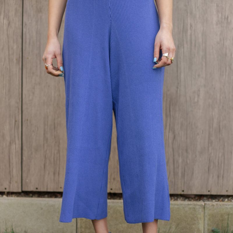 Martha Wide Leg Co Ord Knitted Trousers - Blue image
