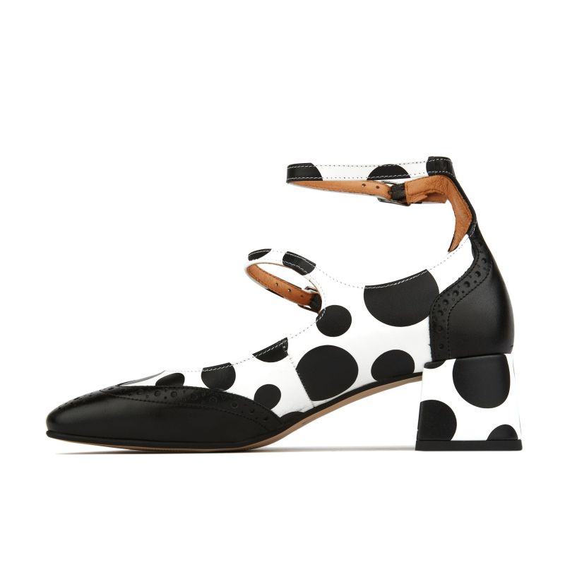 Mary Jane - Black & White Polka Dot - Womens Designer Heel Pumps image