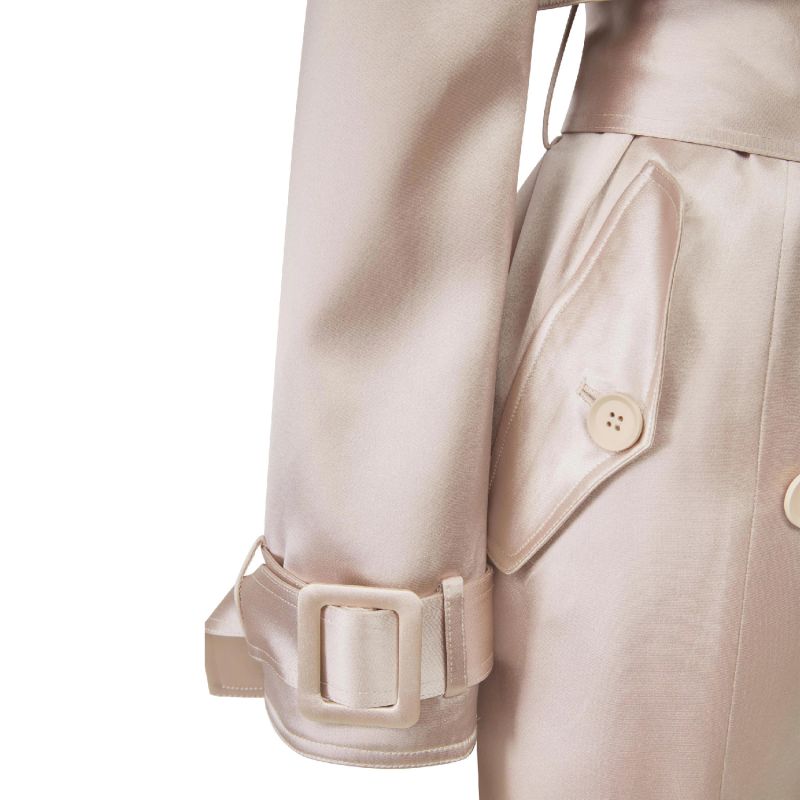 Maryam Beige Belted Satin Trench Coat image