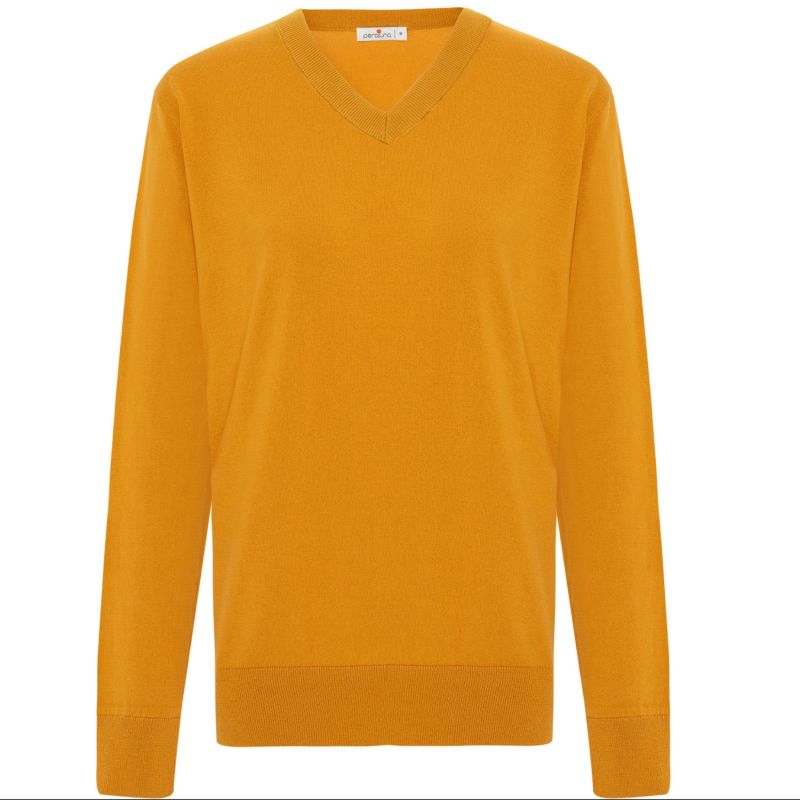 Mustard v neck jumper mens new arrivals
