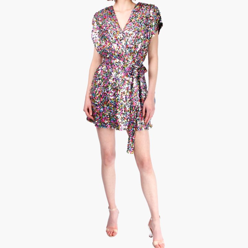 Max Multi Colour Sequin Mini Robe Dress image