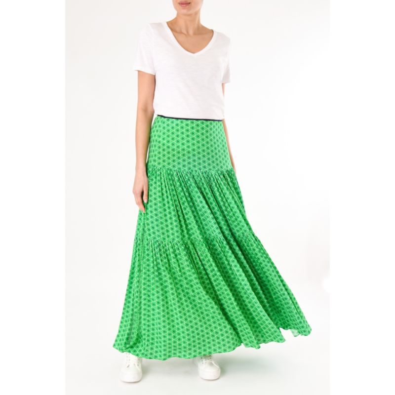 Maxi Emma Skirt Green Spinning Print image