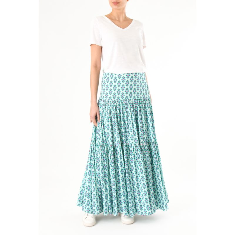 Maxi Emma Skirt Turquoise Crazy Pav Print image