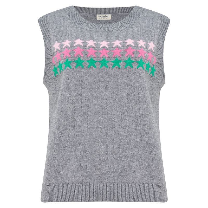 Maxine Knitted Vest Charcoal, Star Lines Sugarhill Brighton Wolf