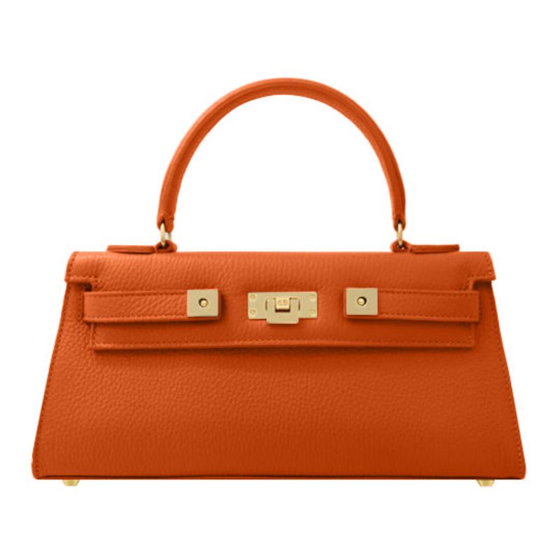 Maya East West Caribou Soft Grainy Print Calf Leather Handbag - Orange image