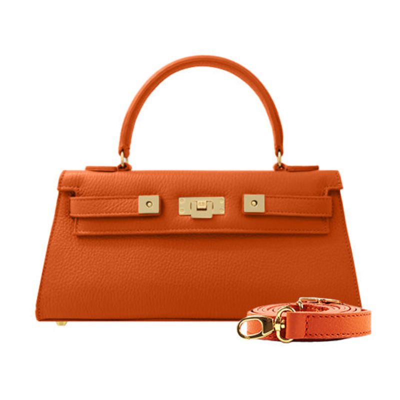 Maya East West Caribou Soft Grainy Print Calf Leather Handbag - Orange image