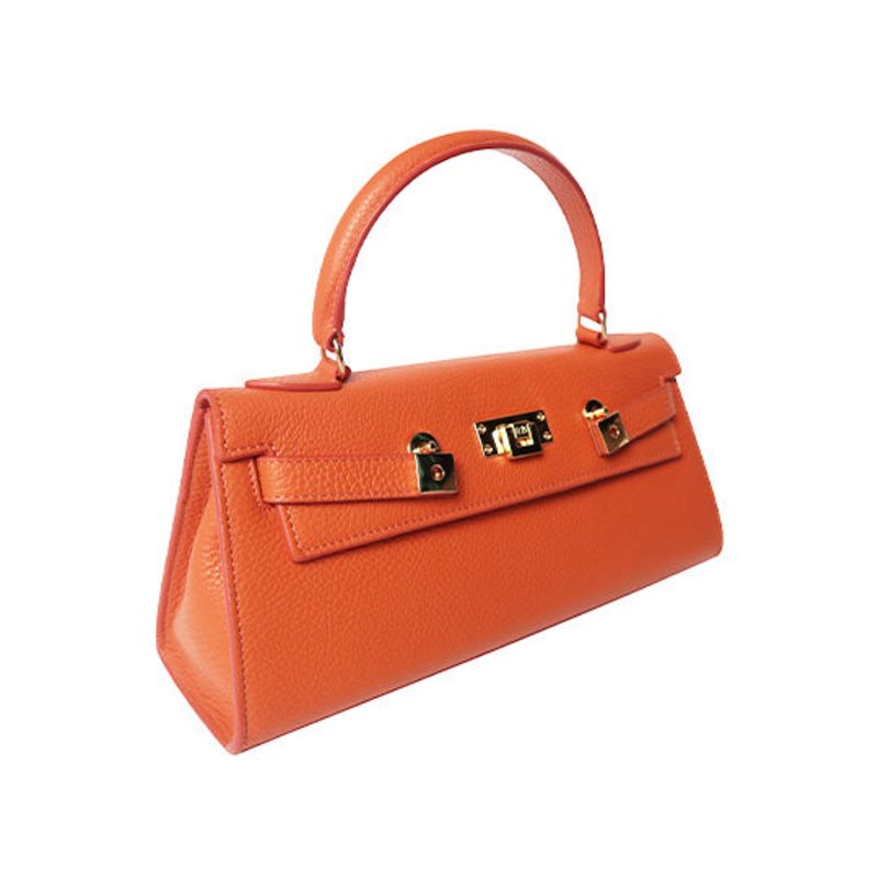 Maya East West Caribou Soft Grainy Print Calf Leather Handbag - Orange image