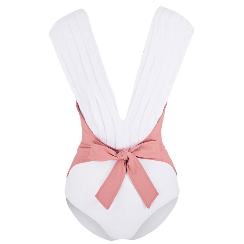 Maya One Piece Swimsuit In White With Dusky Pink Ties image