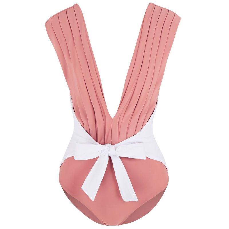 Maya One Piece Swimsuit In Dusky Pink With White Ties image
