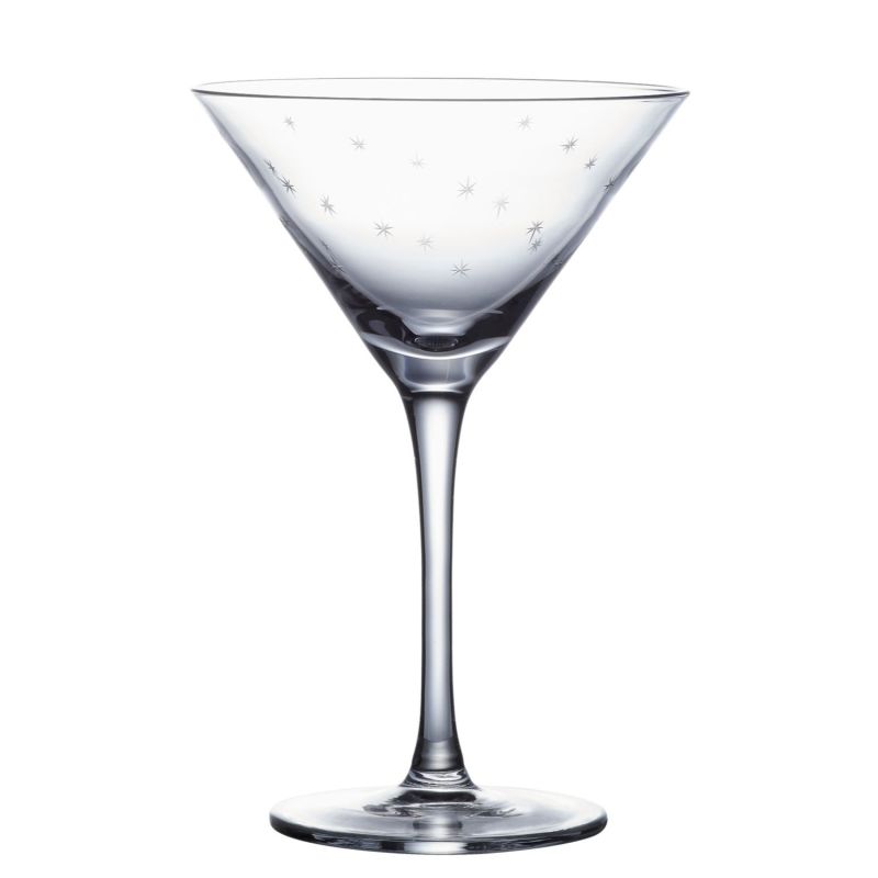 A Pair Of Crystal Martini Glasses With Stars Design image