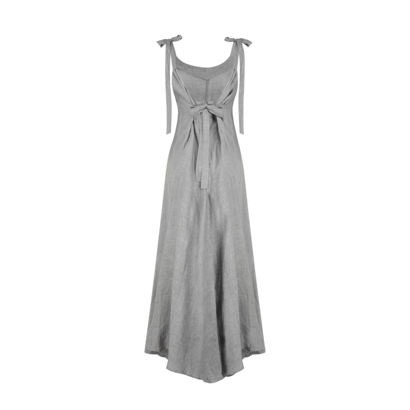 Kaya Maxi Linen Dress In Nobel Gray image