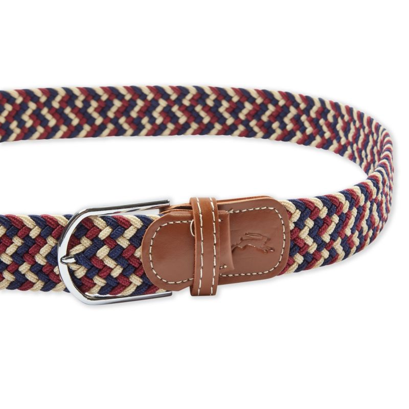 One Size Woven Cotton Belt - Red, White & Navy image