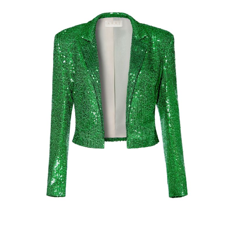 Shannon Shamrock Green Short Sequin Blazer | Aggi | Wolf & Badger