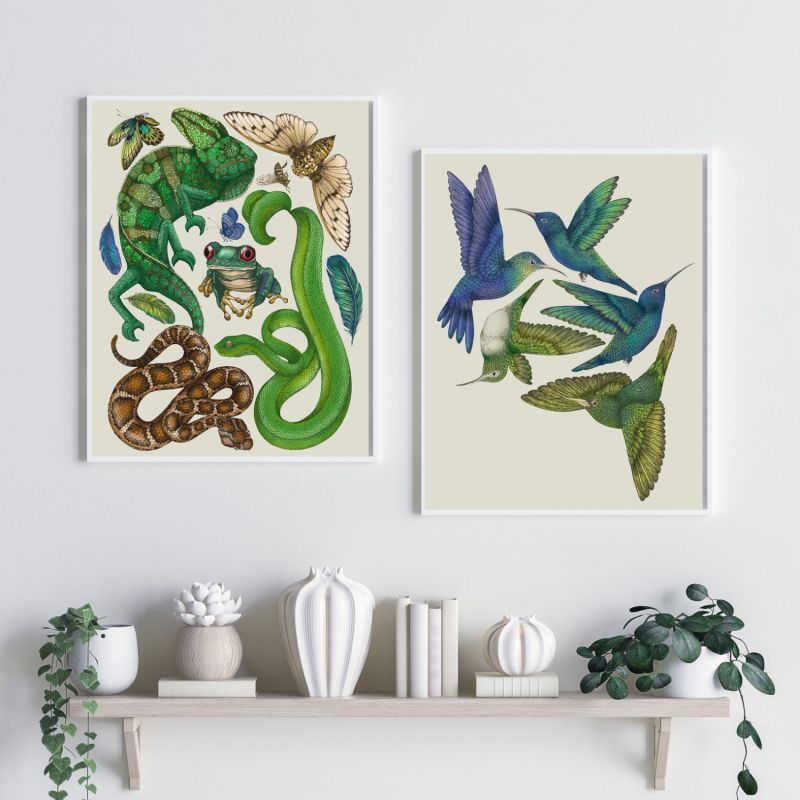 Antique Reptiles & Amphibians - Cream Fine Art Print A4 image