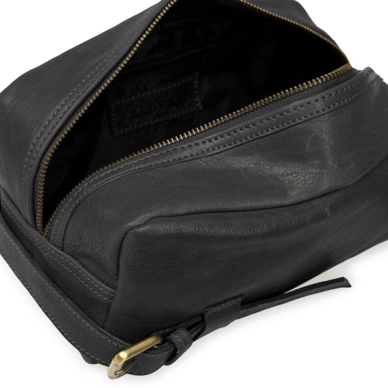 Wandering Soul Black Leather Wash Bag Buckle image