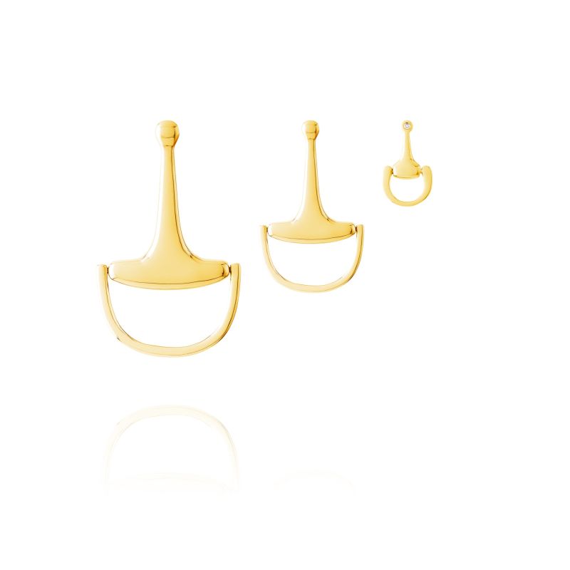 Small Equestrian Bit Earrings In Solid Yellow Gold By Vincent Peach image