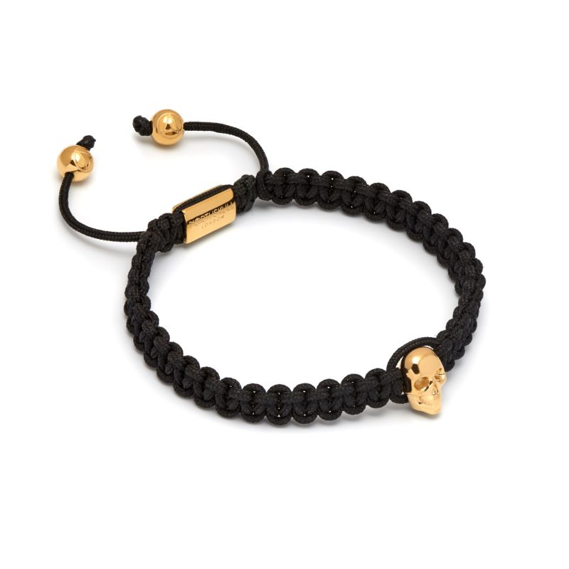 Atticus Skull Macramé Bracelet In Black & Gold image