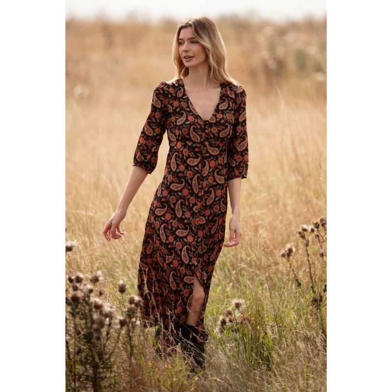 Belgravia Midi Dress Chocolate Paisley image