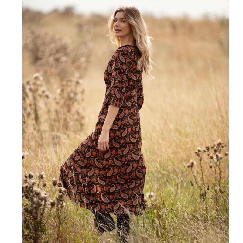 Belgravia Midi Dress Chocolate Paisley image