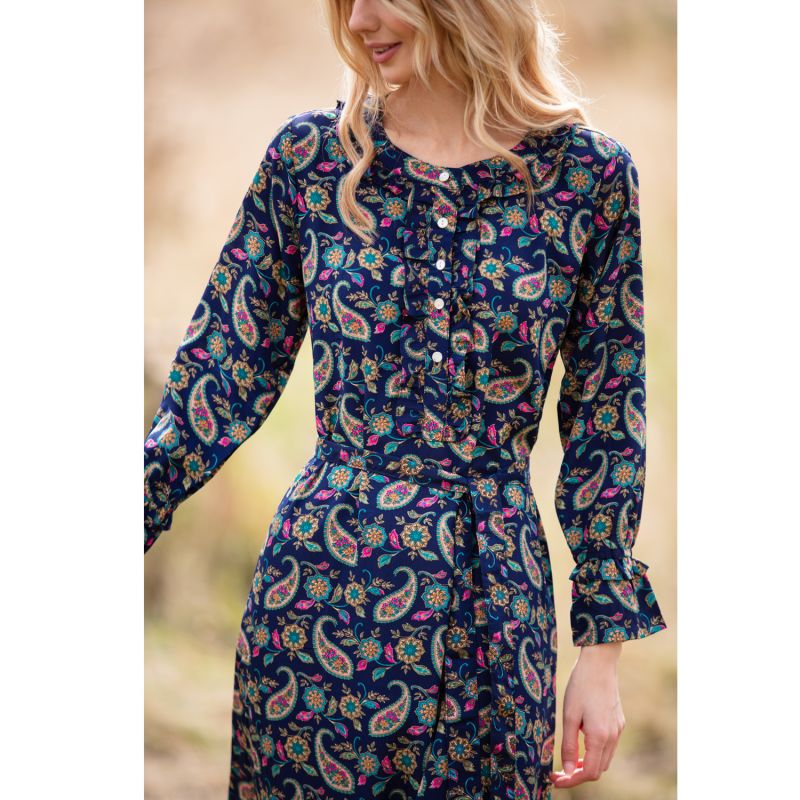 Meg Midi Dress In Navy Paisley image