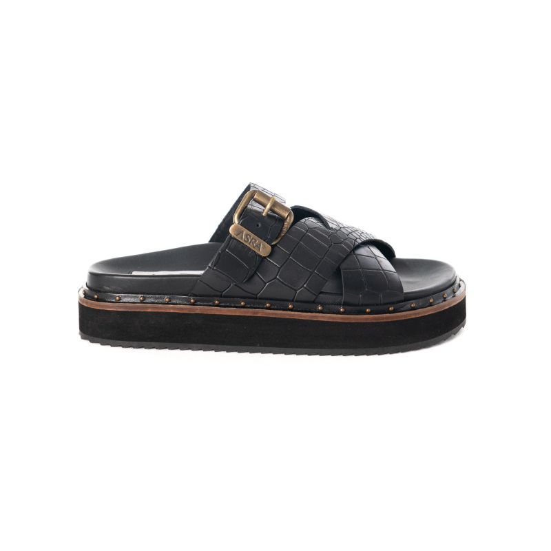 Megan - Black Croc Leather Chunky Sandal image