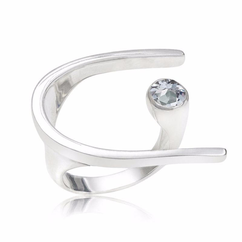 Lunaria Sterling Silver Cocktail Ring With Blue Topaz image