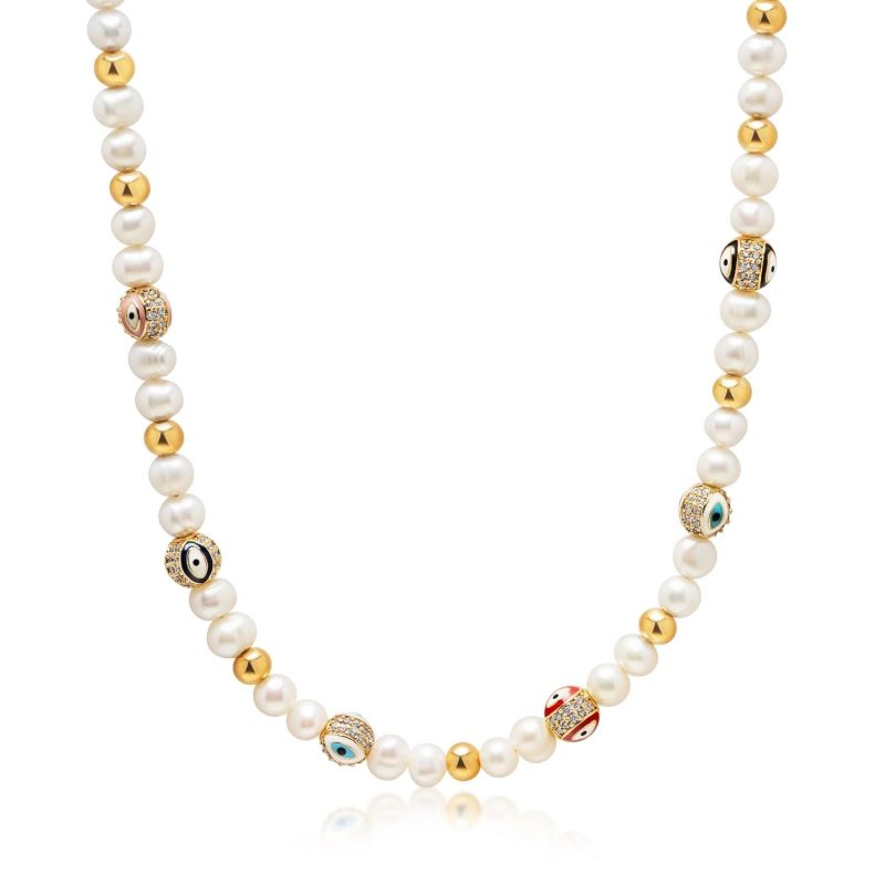 Men's Evil Eye Pearl Choker image