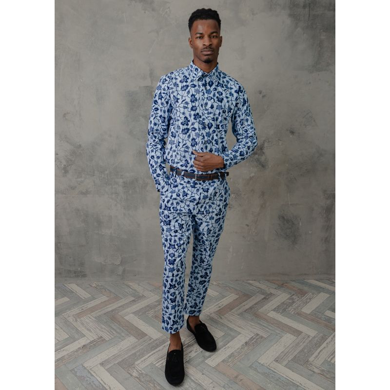Men's Floral African Print Cropped Trousers image