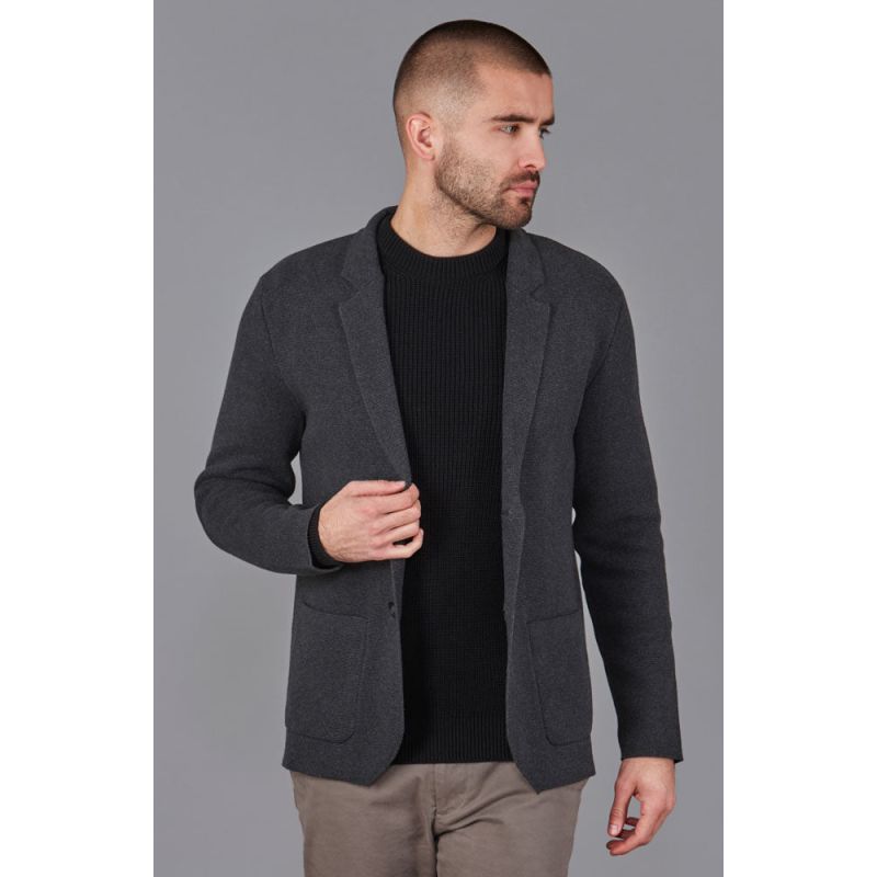 Mens Cotton Deconstructed Knitted Gabriel Blazer Anthracite Paul