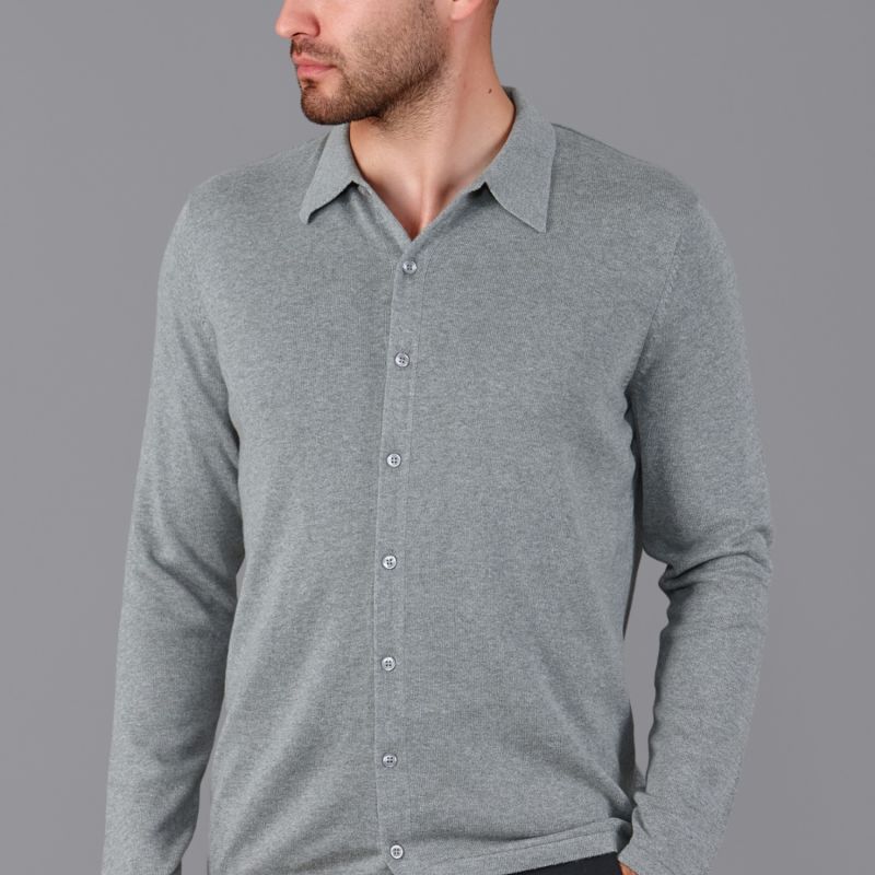 Mens Cotton Arthur Knitted Shirt - Ash Grey image