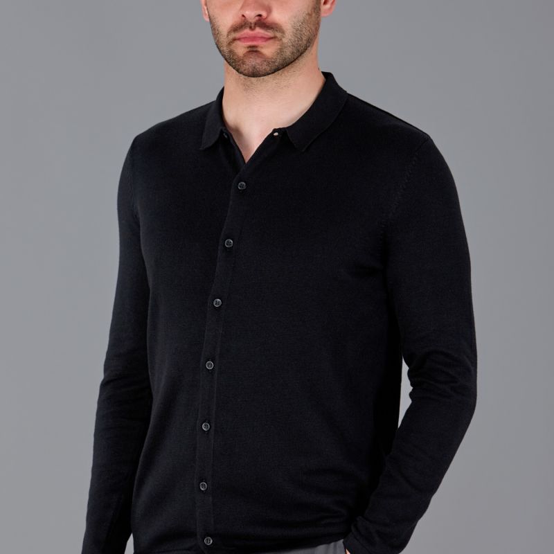 Mens Cotton Arthur Knitted Shirt - Black image