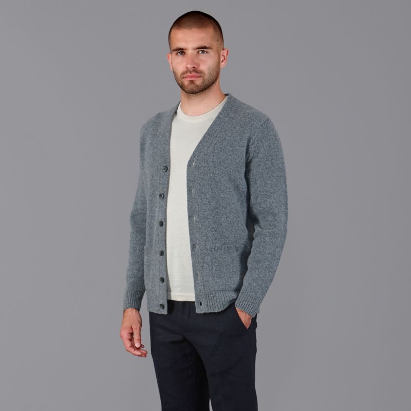 Mens Lambswool Thompson Two Pocket Cardigan - Grey Mix image