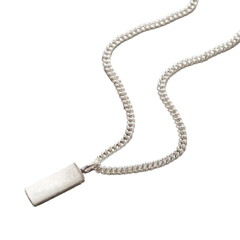 Mens tag necklace silver clearance