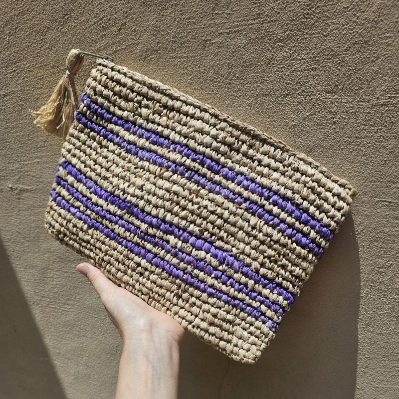 Meri Raffia Pouch - Periwinkle image